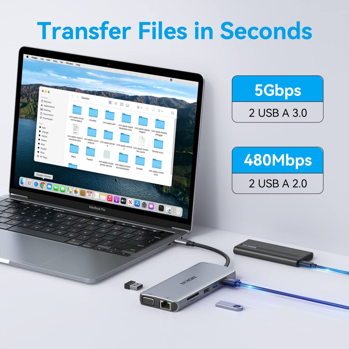 imokin next to a laptop showing compact size and convenient desktop footprint