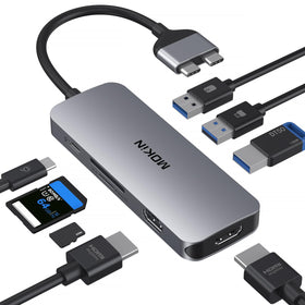 imokin front view of docking station showing ports and sleek finish, increases workspace flexibility