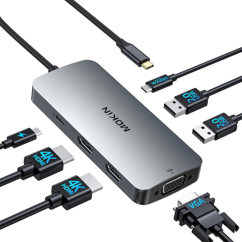 imokin USB C Docking Station for dual monitor setup with two HDMI ports for multitasking