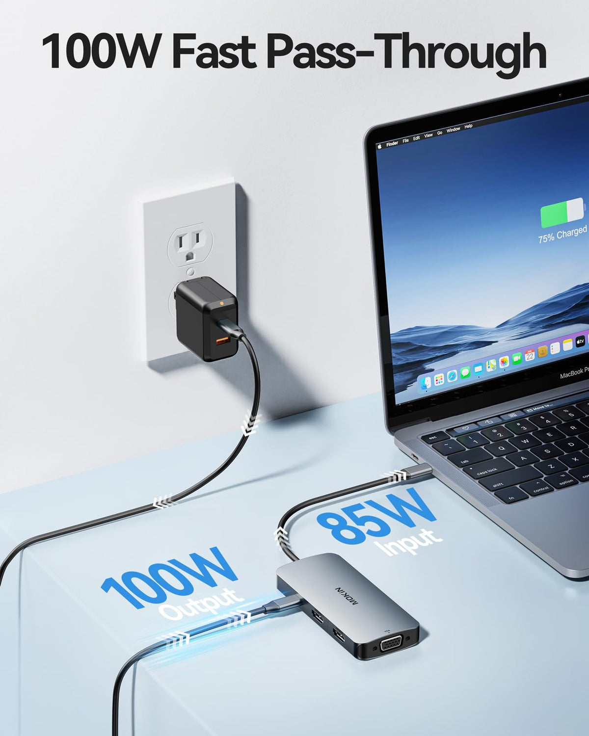 imokin USB C Docking Station compact travel desk setup