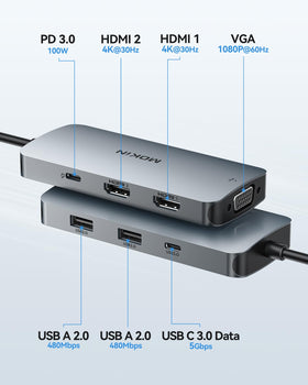 imokin USB C Docking Station with VGA port for compatibility with older displays