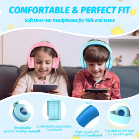 IMYB Kids Headphones cyan school-ready for tablets and Chromebooks
