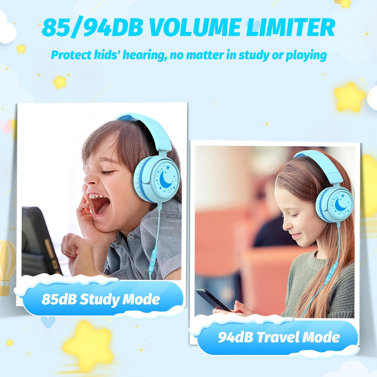 IMYB Kids Headphones cyan shareport for co-listening on tablets