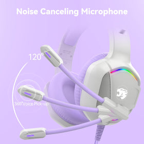 IMYB gaming headset microphone close-up highlighting noise isolation feature.