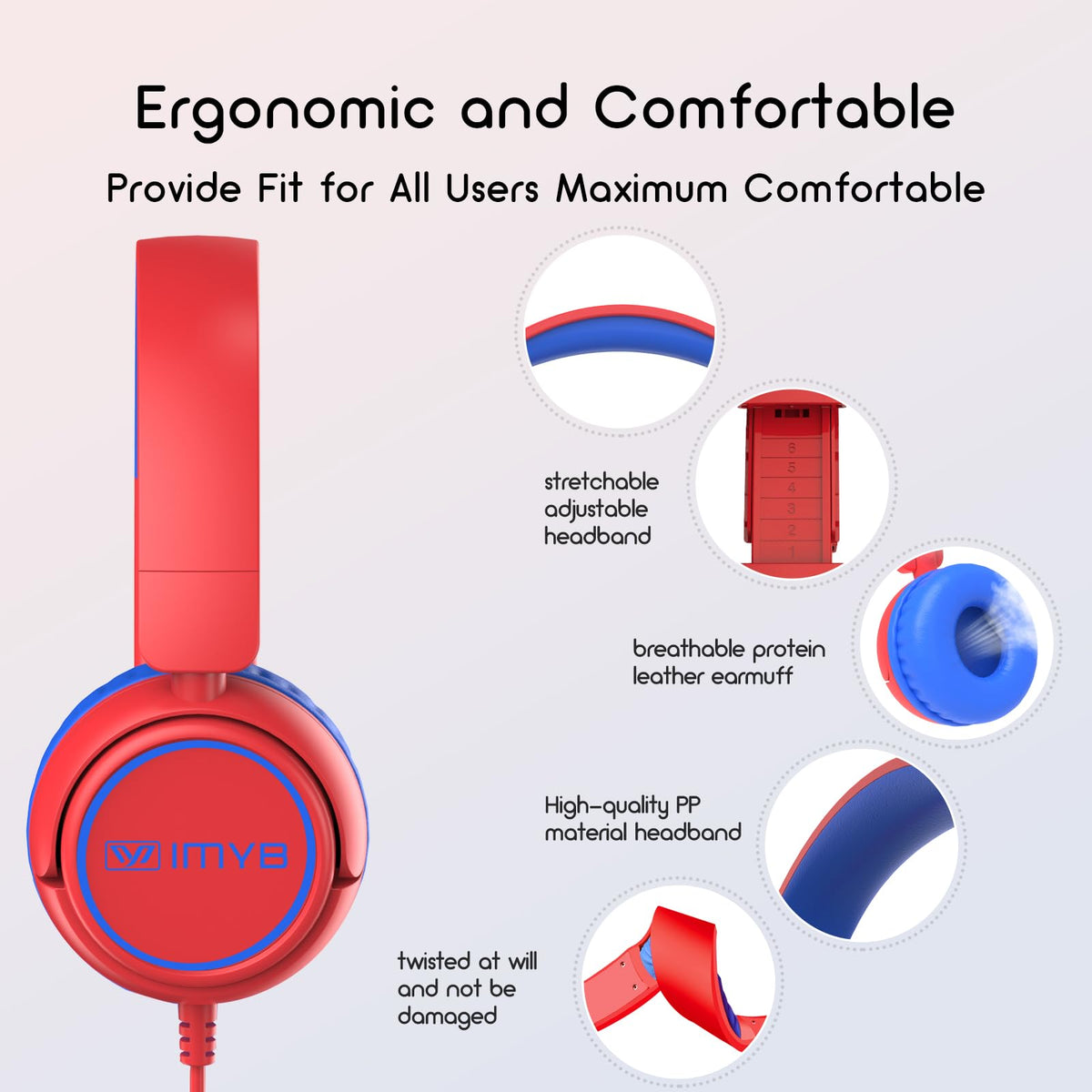 IMYB kids headphones 3.5mm jack compatibility with tablets and devices