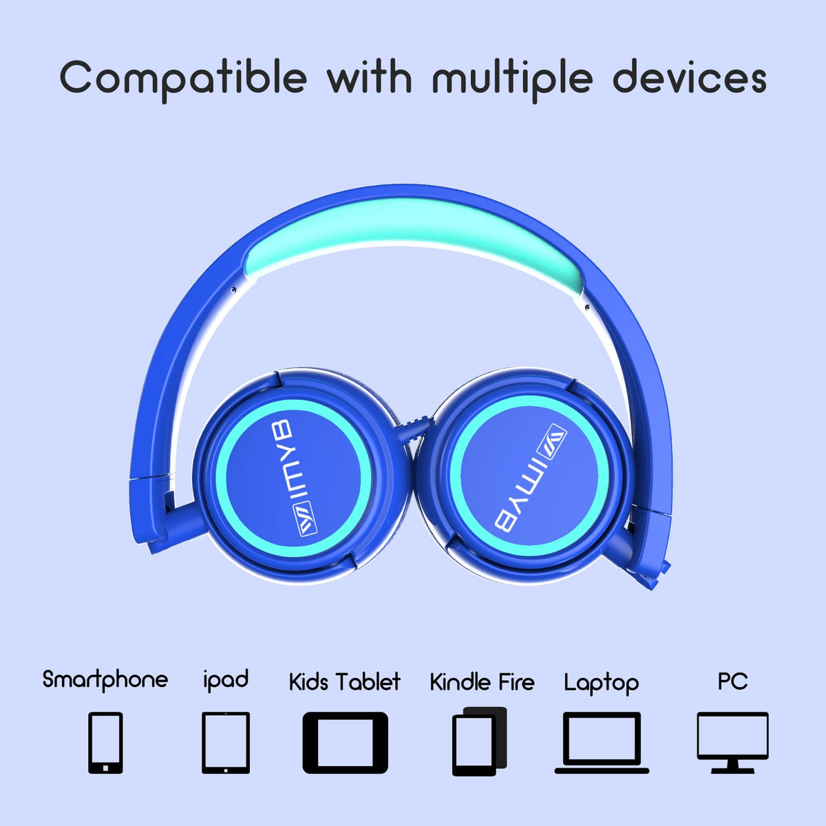 IMYB Kids Headphones braided cord resists tangling for school use