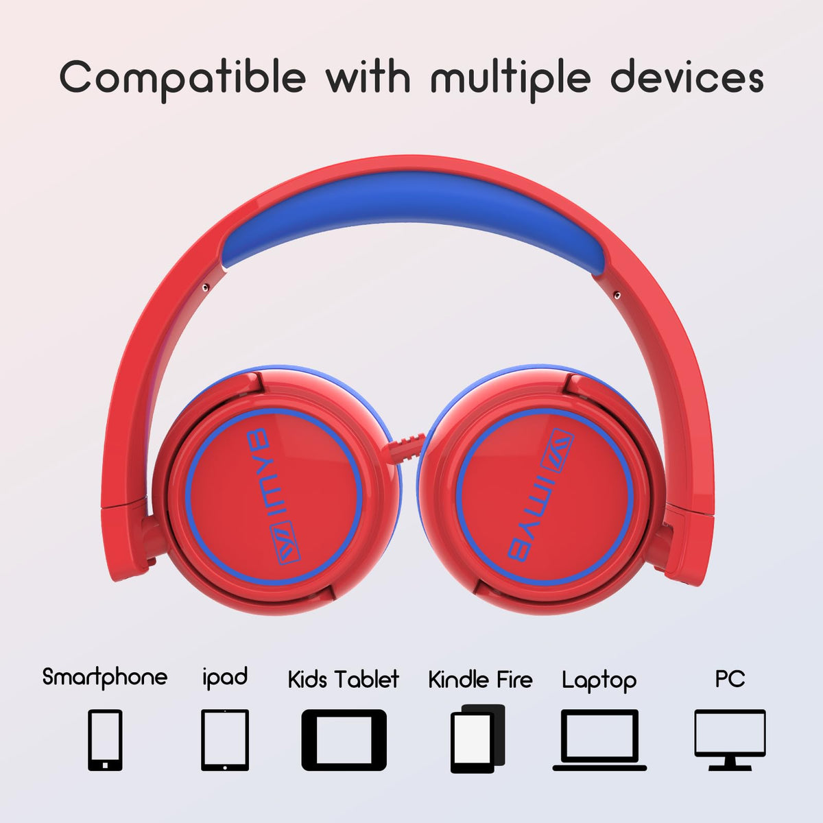 IMYB kids headphones soft memory foam pads for gentle comfort