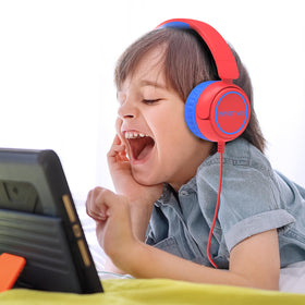 IMYB kids headphones with tangle-free cord to reduce mess during school and travel