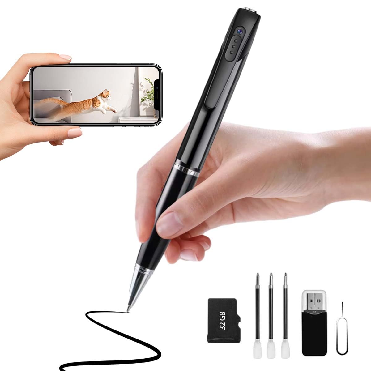 InCliick pen front view showing covert camera and portability benefit