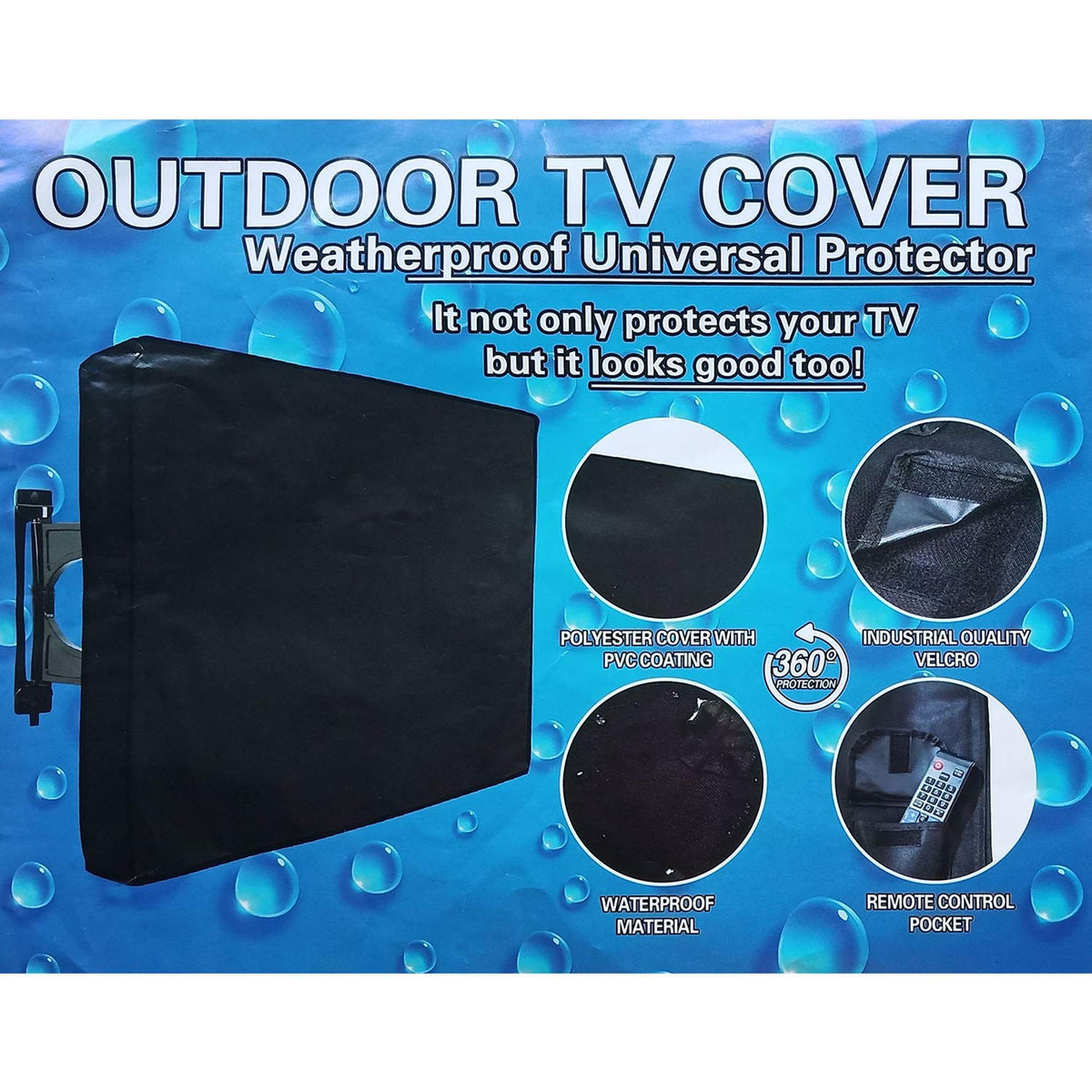 IndeedBUY Weatherproof TV cover providing 360-degree protection for outdoor setup.