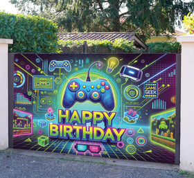 IndoTribe gamer party backdrop with crisp visuals ideal for gaming-themed party photos.