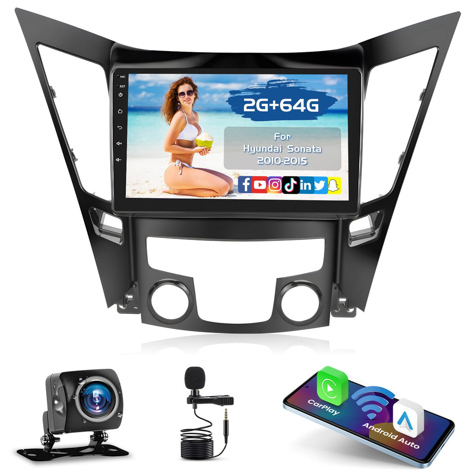 Inefala 2+64G radio front view showing a crisp 9-inch touchscreen for Hyundai Sonata