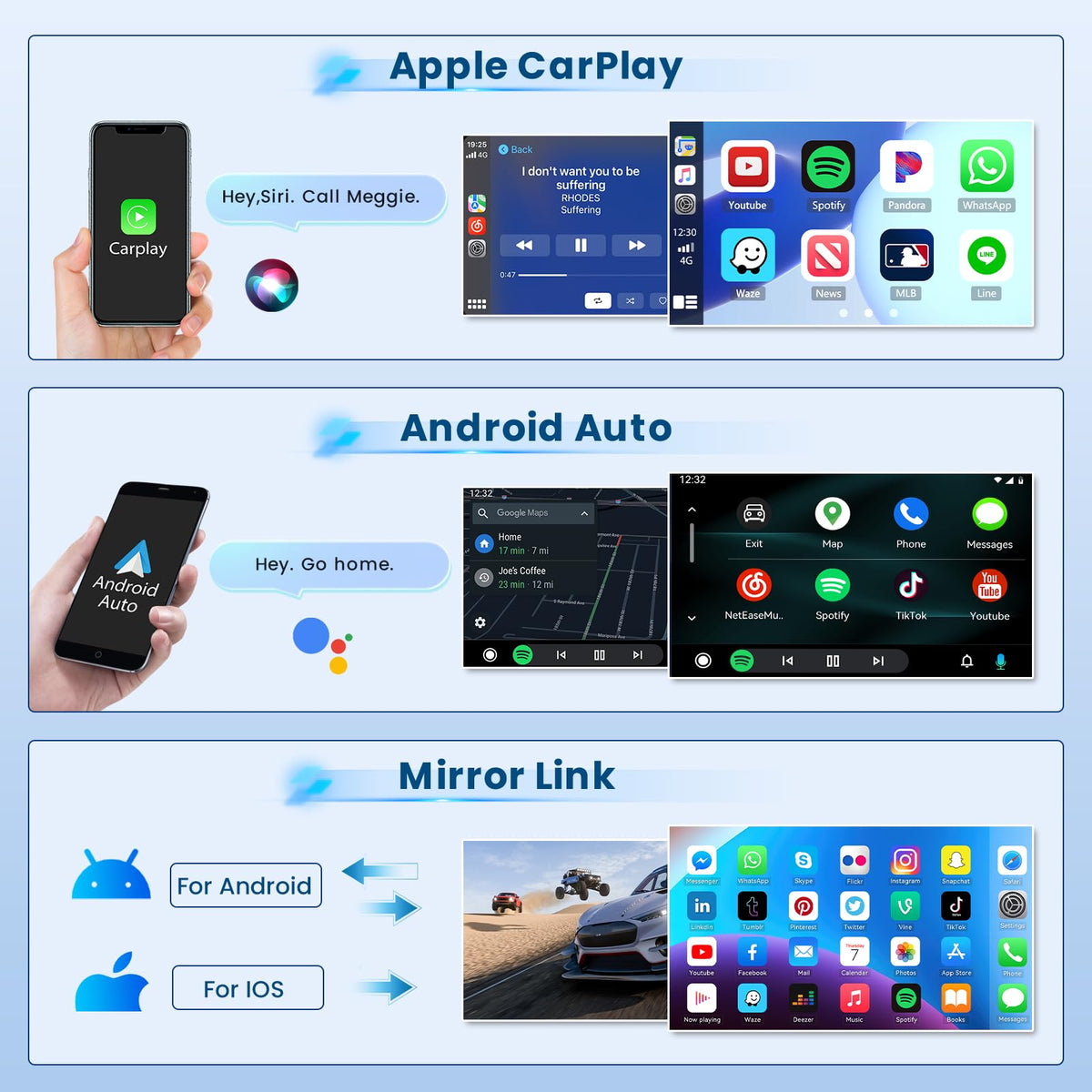 Inefala 2+64G radio with wireless Android Auto navigation in the cabin
