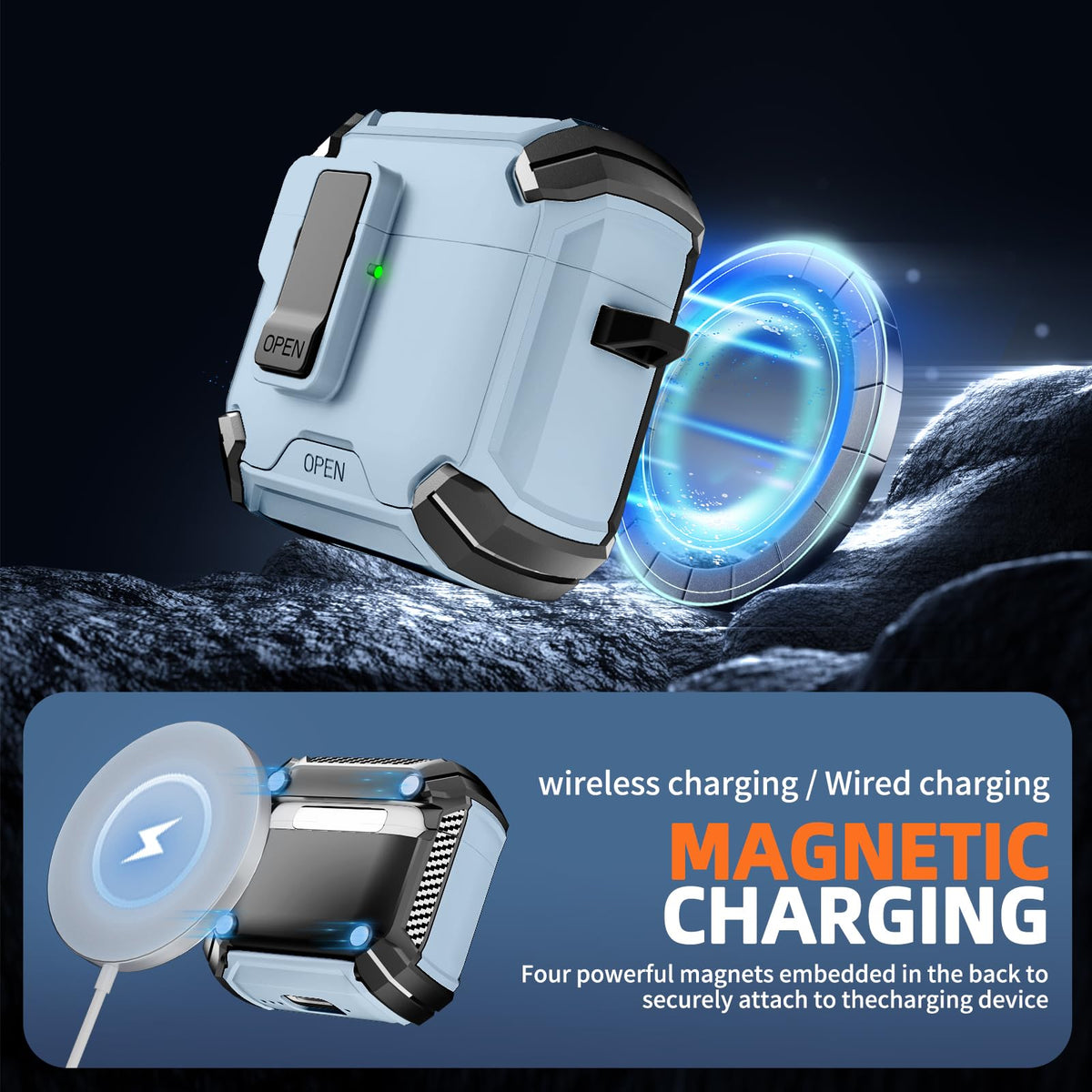 Inesore AirPods 4 MagSafe-compatible case for convenient charging.