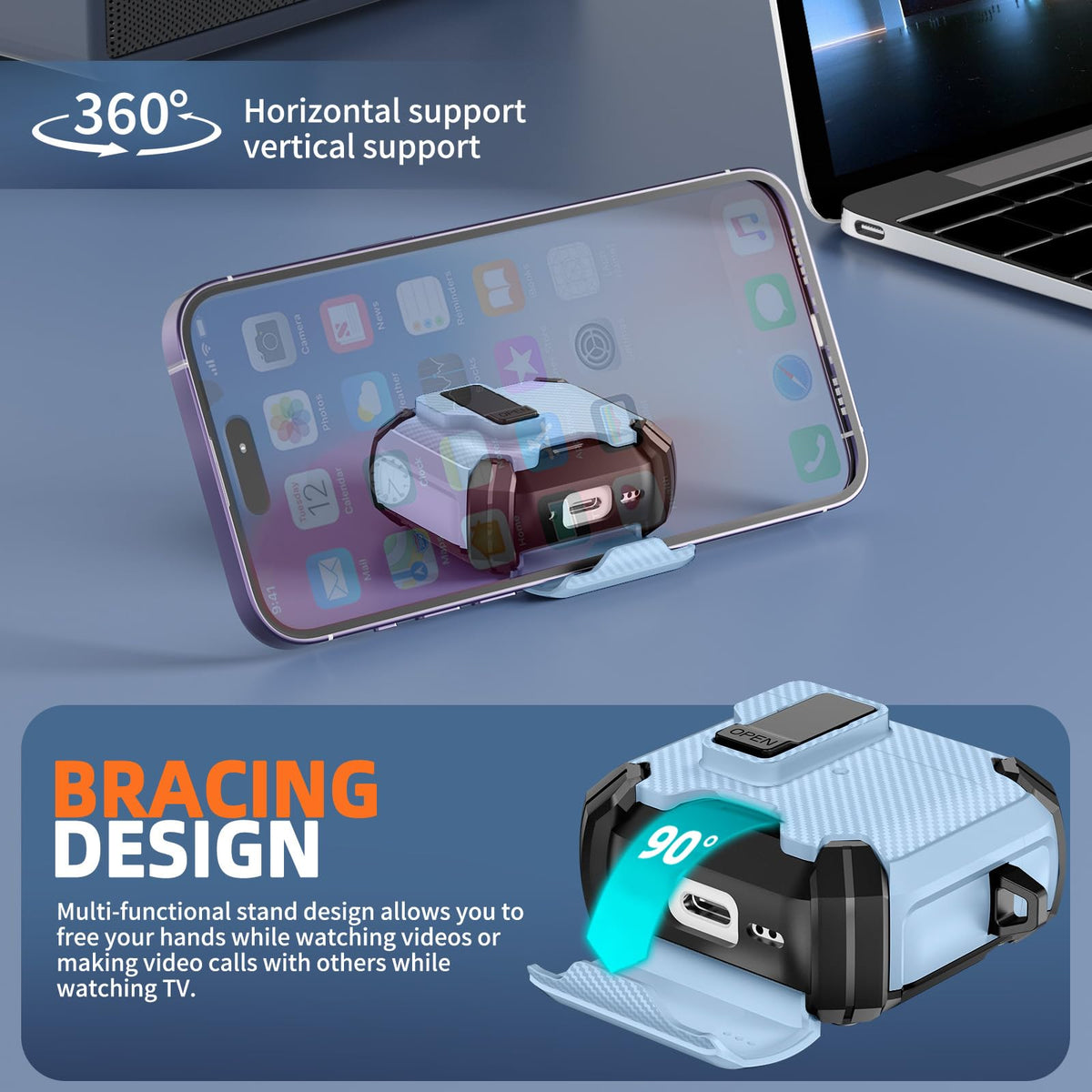 Inesore AirPods 4th Gen case with magnetic auto-lock for secure closure.
