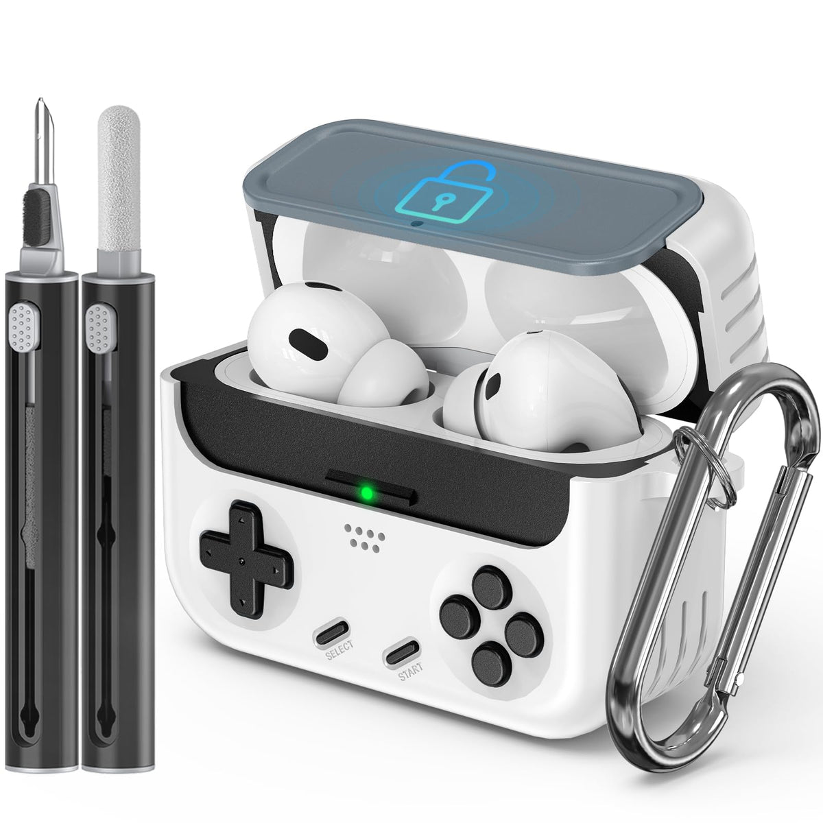 Inesore AirPods Pro 2 case with game-console front design protecting the case playfully.