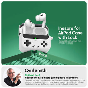 Inesore AirPods Pro 2 case showing the safety lock for secure storage.