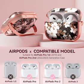 Inesore AirPods Pro 2 flower case top lock detail showing upgraded connection