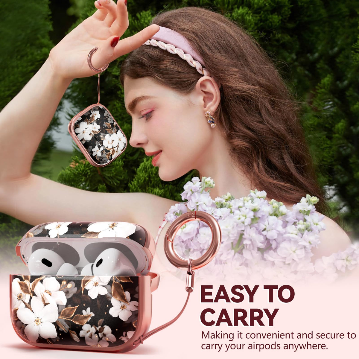 Inesore AirPods Pro 2 flower case interior view showcasing snug fit