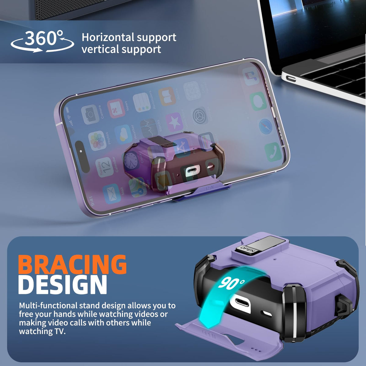 Inesore AirPods Pro 3 case with automatic snap switch for easy one-handed access.