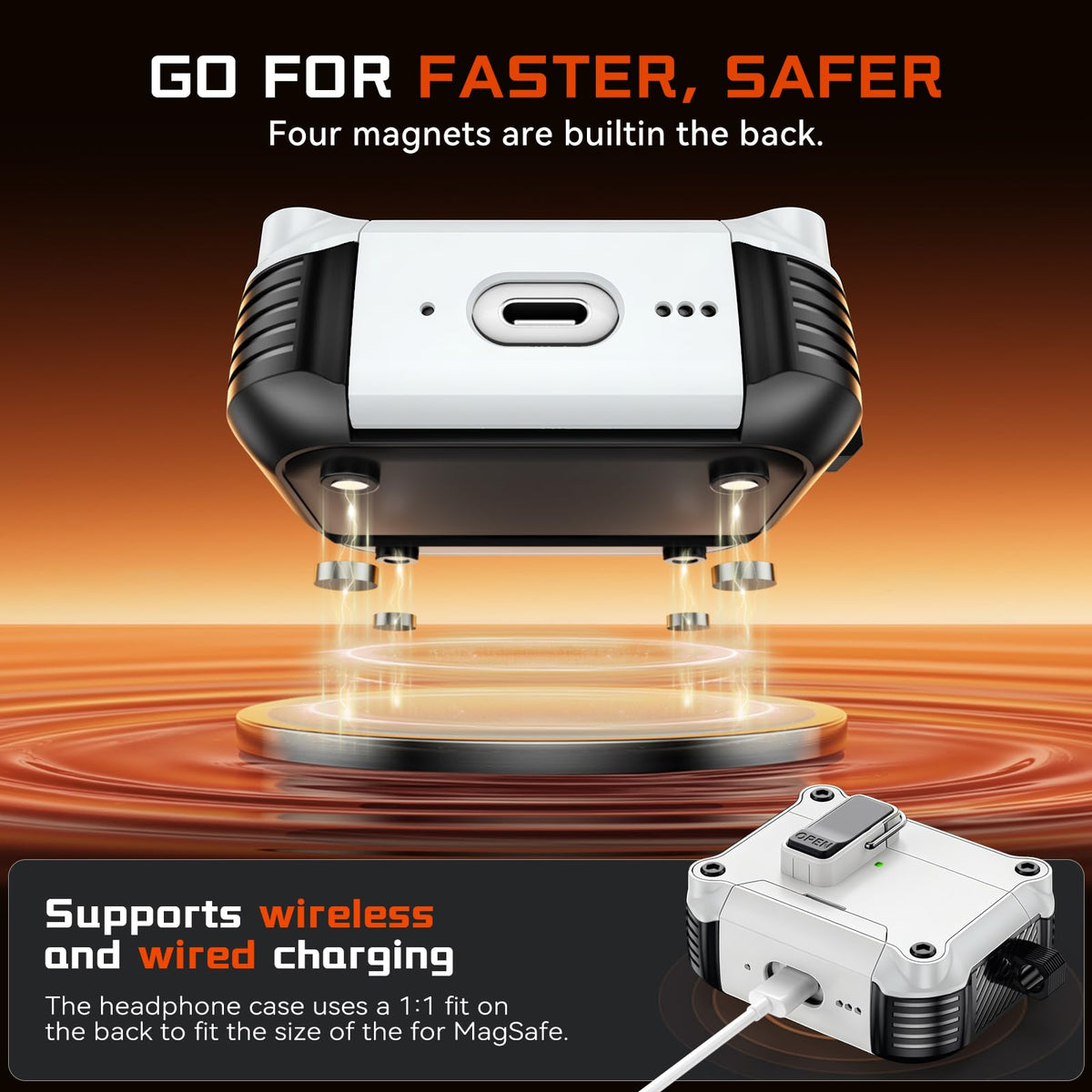 Inesore AirPods Pro 3 case automatic snap switch keeps it securely closed.