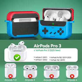 Inesore AirPods Pro 3 case with dust cover open showing built-in phone holder
