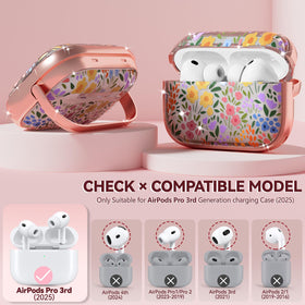 Inesore floral design case for AirPods Pro 3 adds cute style and protection.