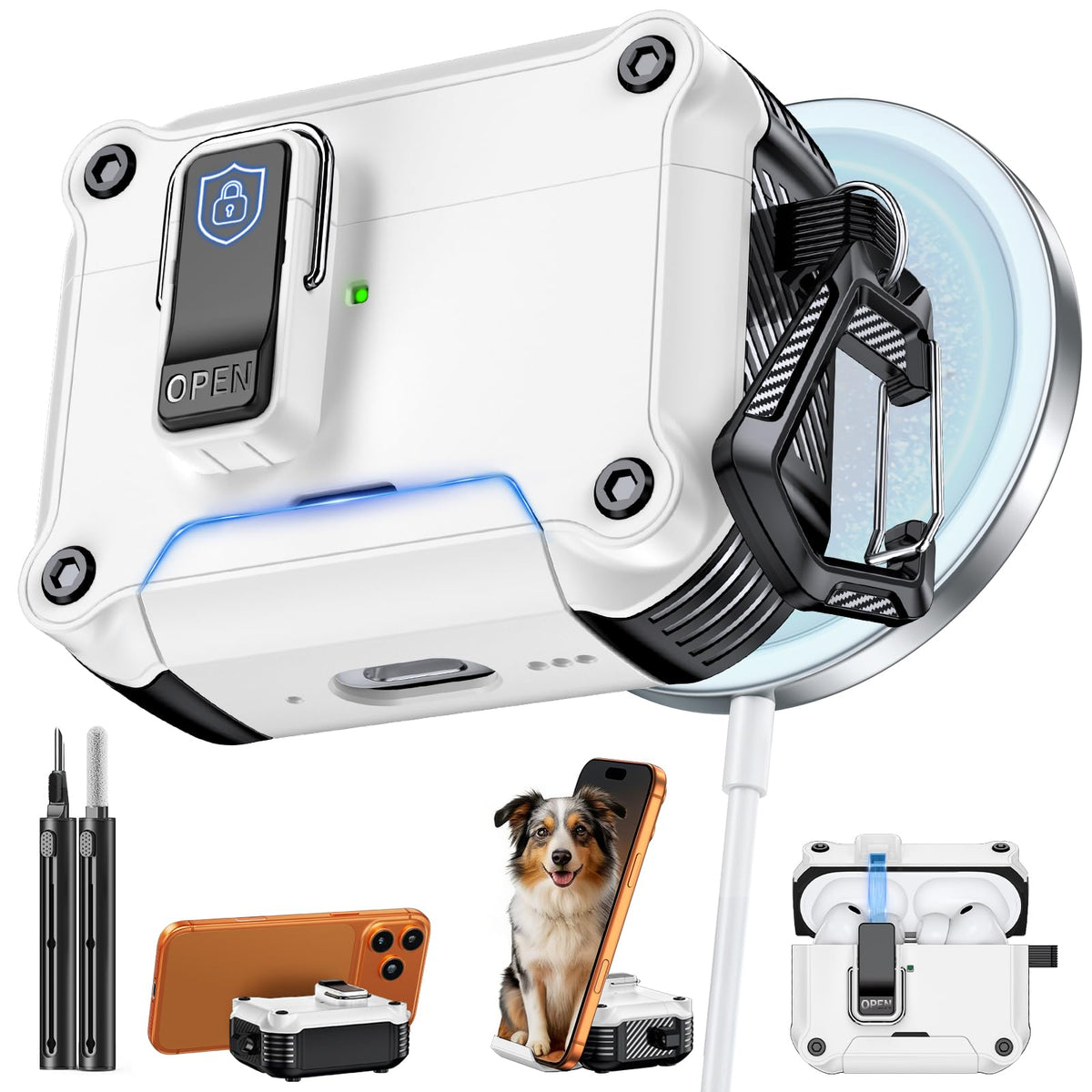Inesore AirPods Pro 3 case front view with secure latch and premium protection.