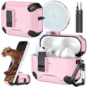 Inesore AirPods Pro 3 case front view with built-in stand for hands-free viewing