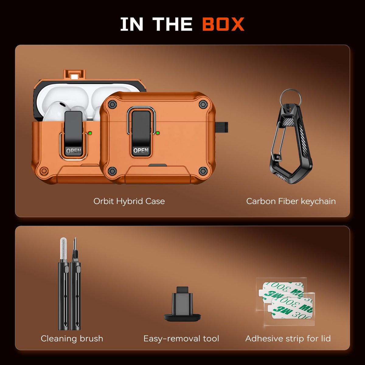 Inesore AirPods Pro 3 case bundle includes cleaning kit, keychain, boosters and stickers