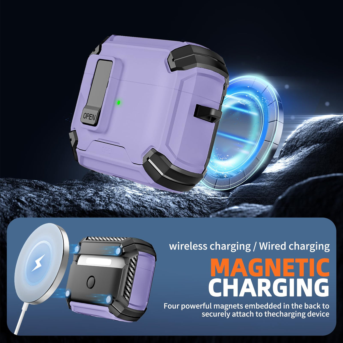 Inesore AirPods Pro 3 case with keychain and stickers for easy daily carry.
