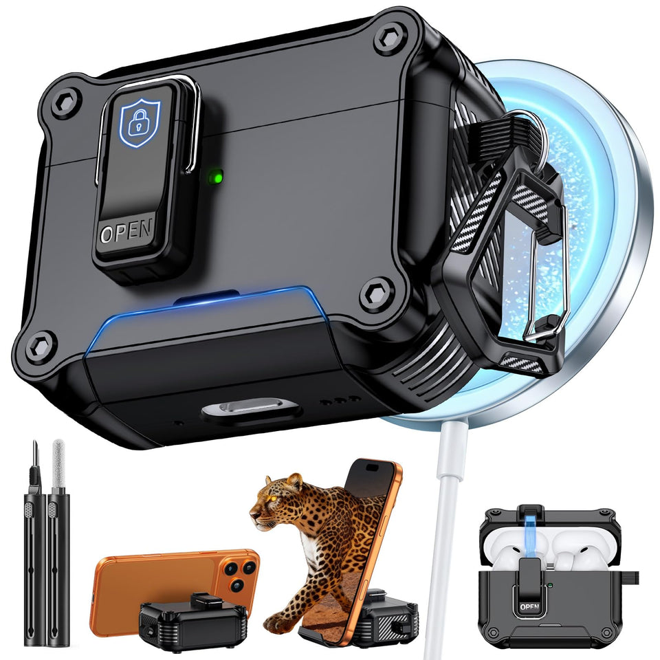 Inesore AirPods Pro 3 Case with lock and stand for hands-free viewing