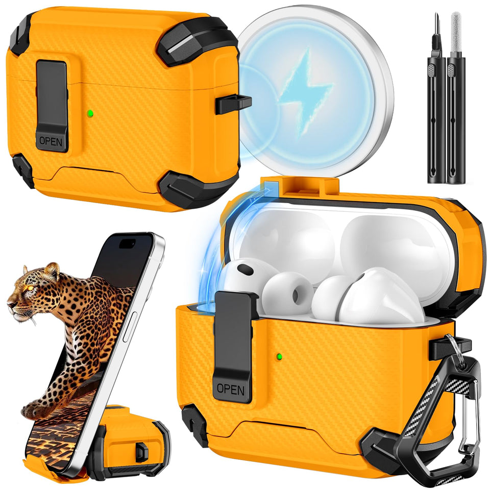 Inesore AirPods Pro 3 case with lock and stand for hands-free viewing