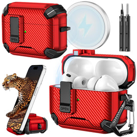 Inesore AirPods Pro 3 case with lock and phone stand for hands-free viewing