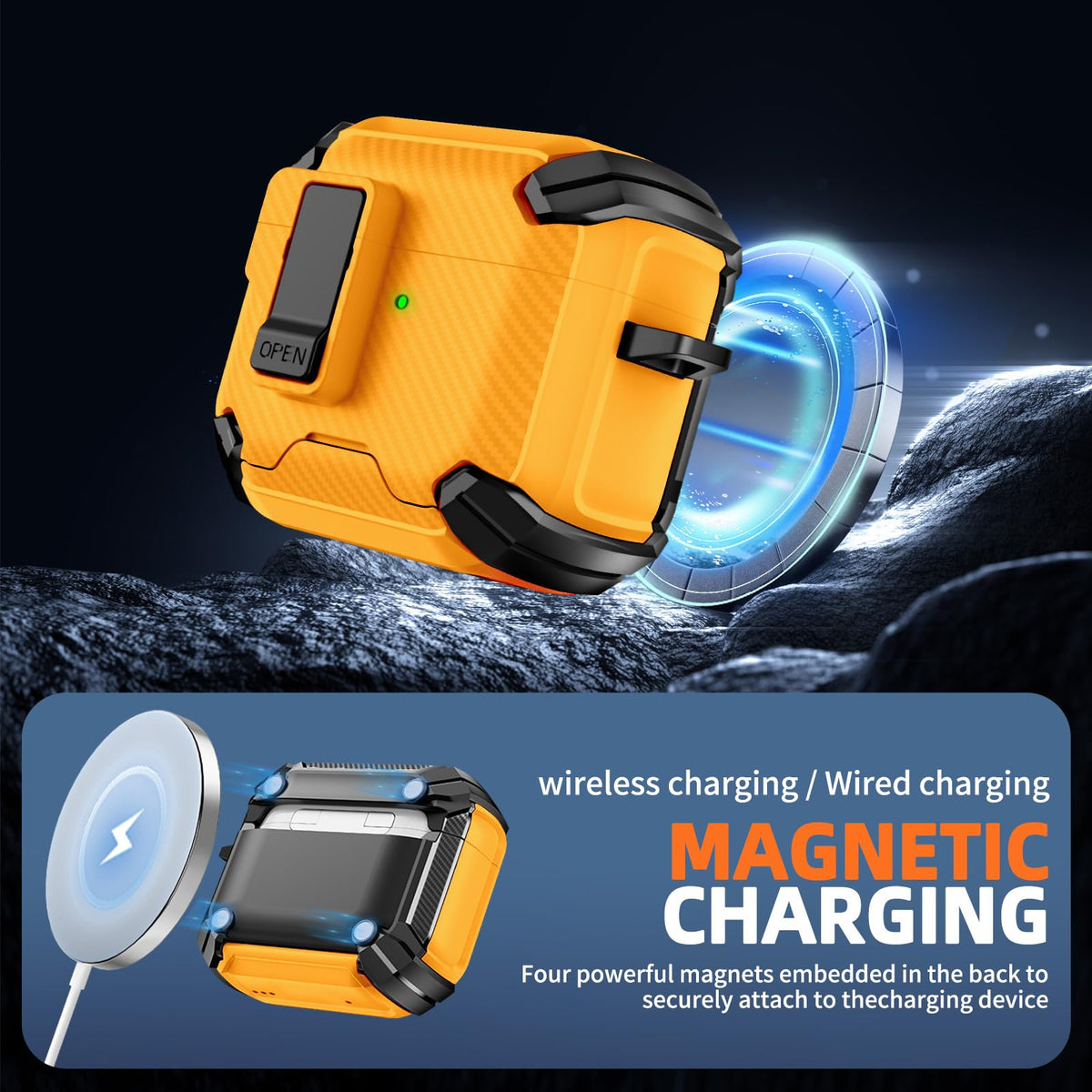 Inesore AirPods Pro 3 case with MagSafe compatibility for easy charging alignment