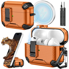 Inesore AirPods Pro 3 orange case with protective shell and MagSafe compatibility