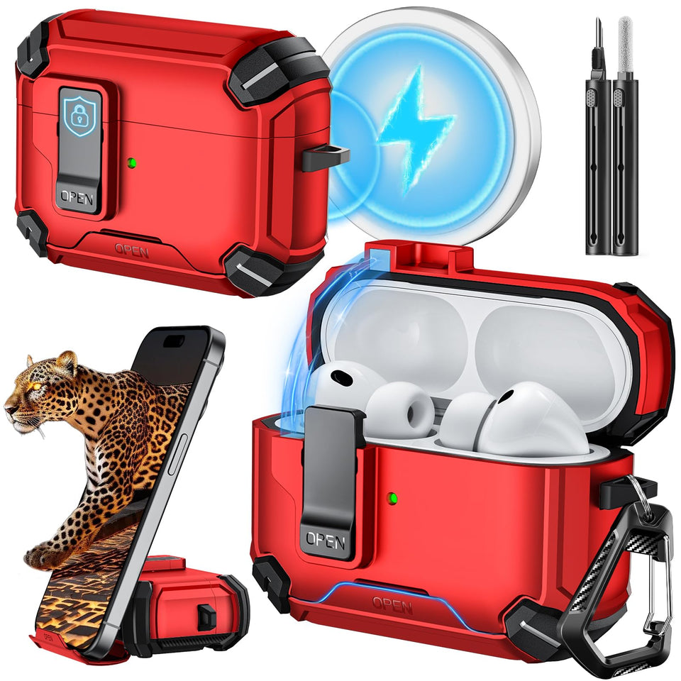 Inesore AirPods Pro 3 case red with snug protection and sleek finish.