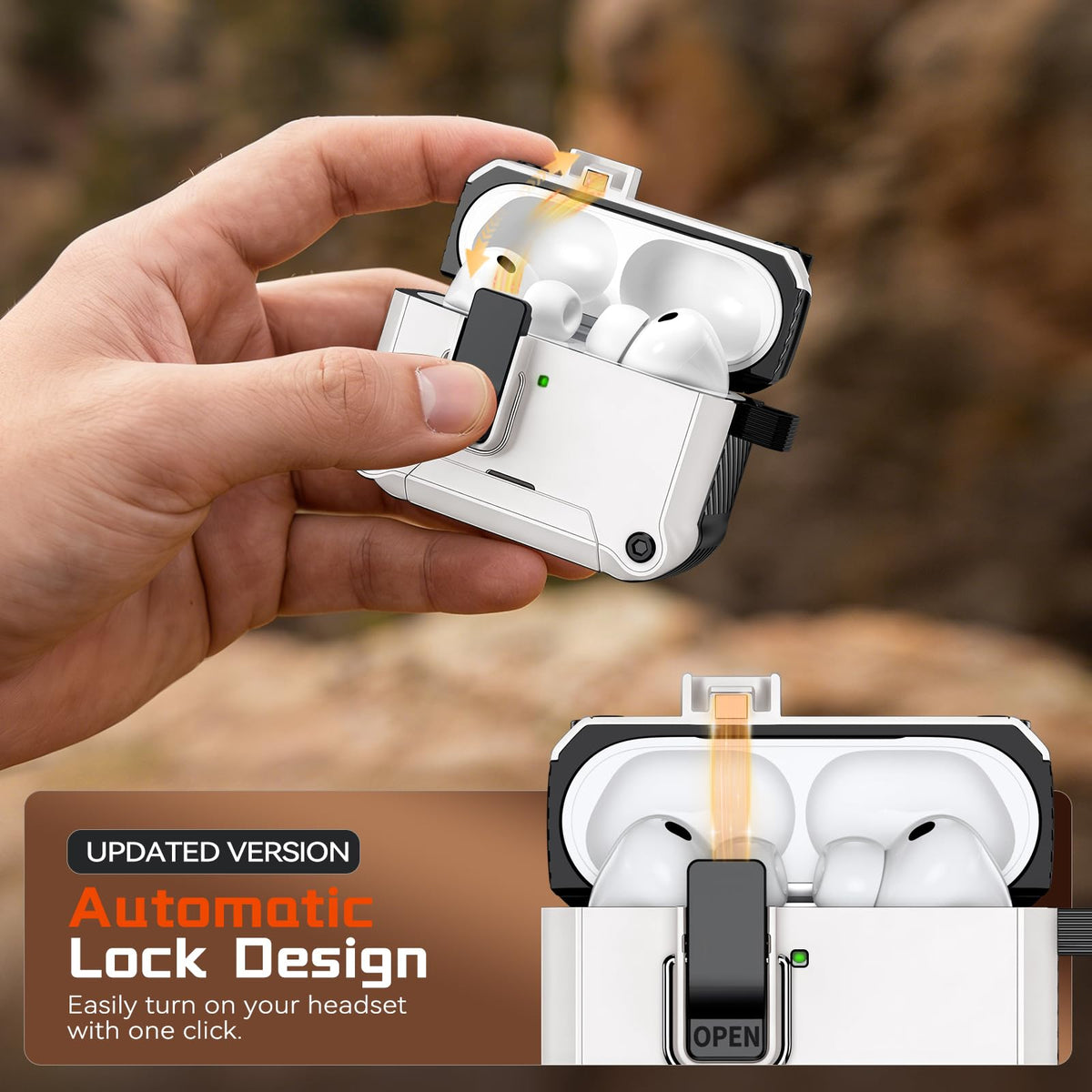 Inesore AirPods Pro 3 case stand feature for hands-free viewing.