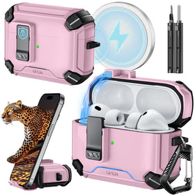 Inesore AirPods Pro 3 case lock and stand for hands-free viewing and secure transport.