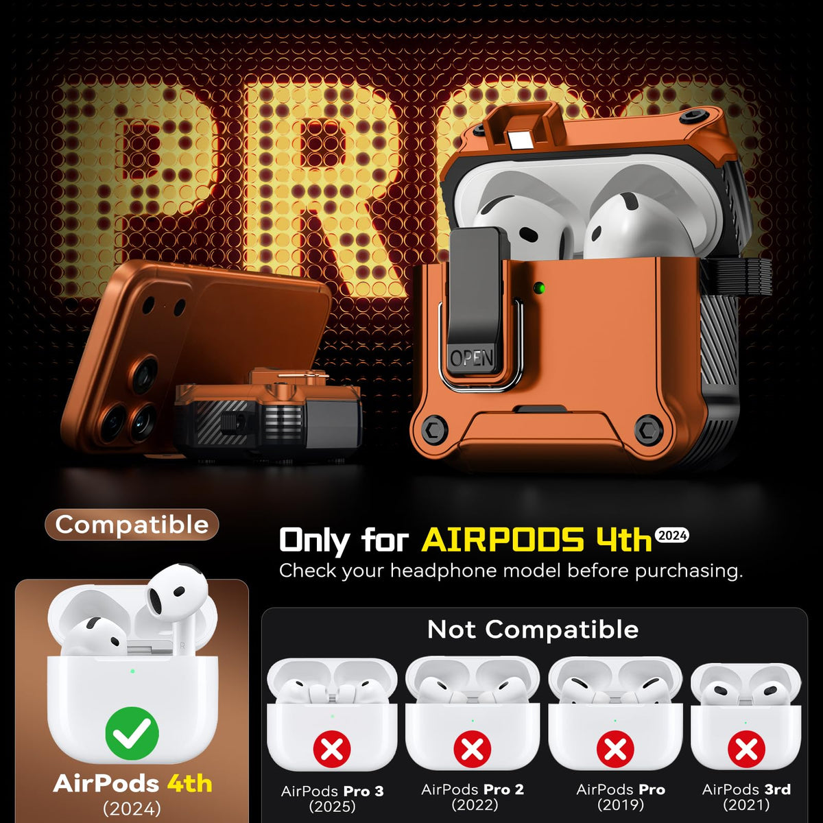 Inesore AirPods 4 automatic snap switch case ensures secure one-handed access.