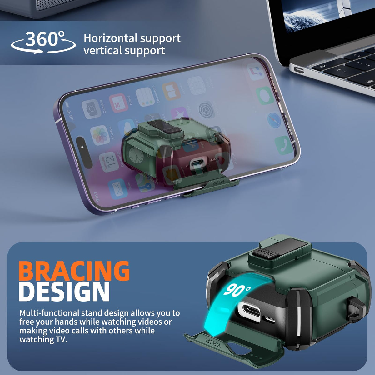 Inesore AirPods 4 case with automatic snap-switch for easy opening.