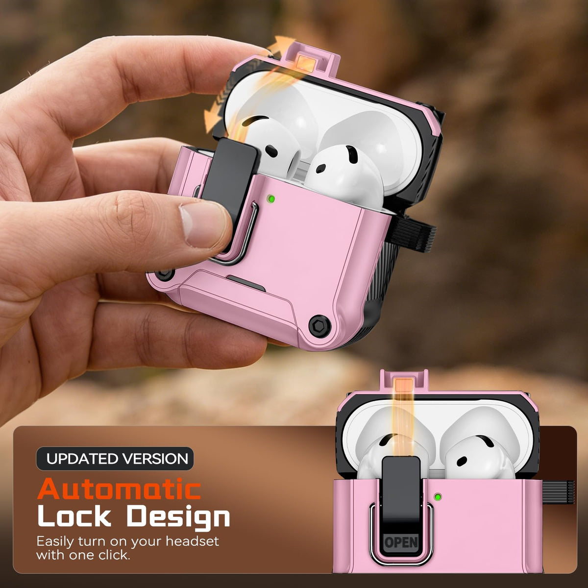 Inesore AirPods 4 pink case MagSafe compatible for secure wireless charging