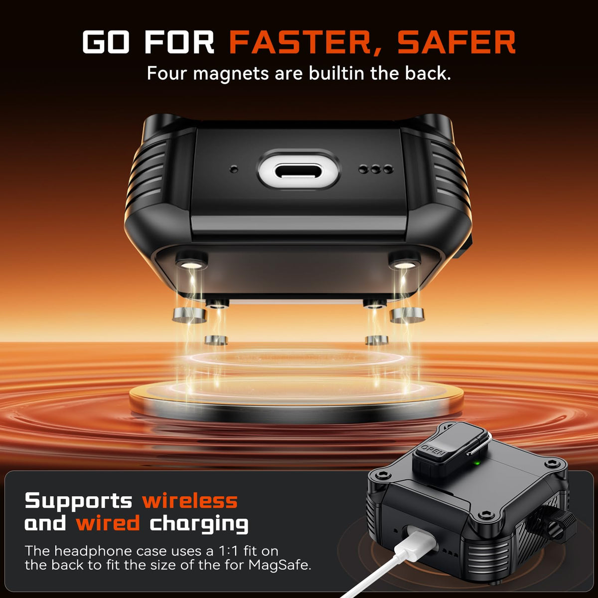 Inesore AirPods 4 case TPU+PC material provides rugged, comfortable grip.