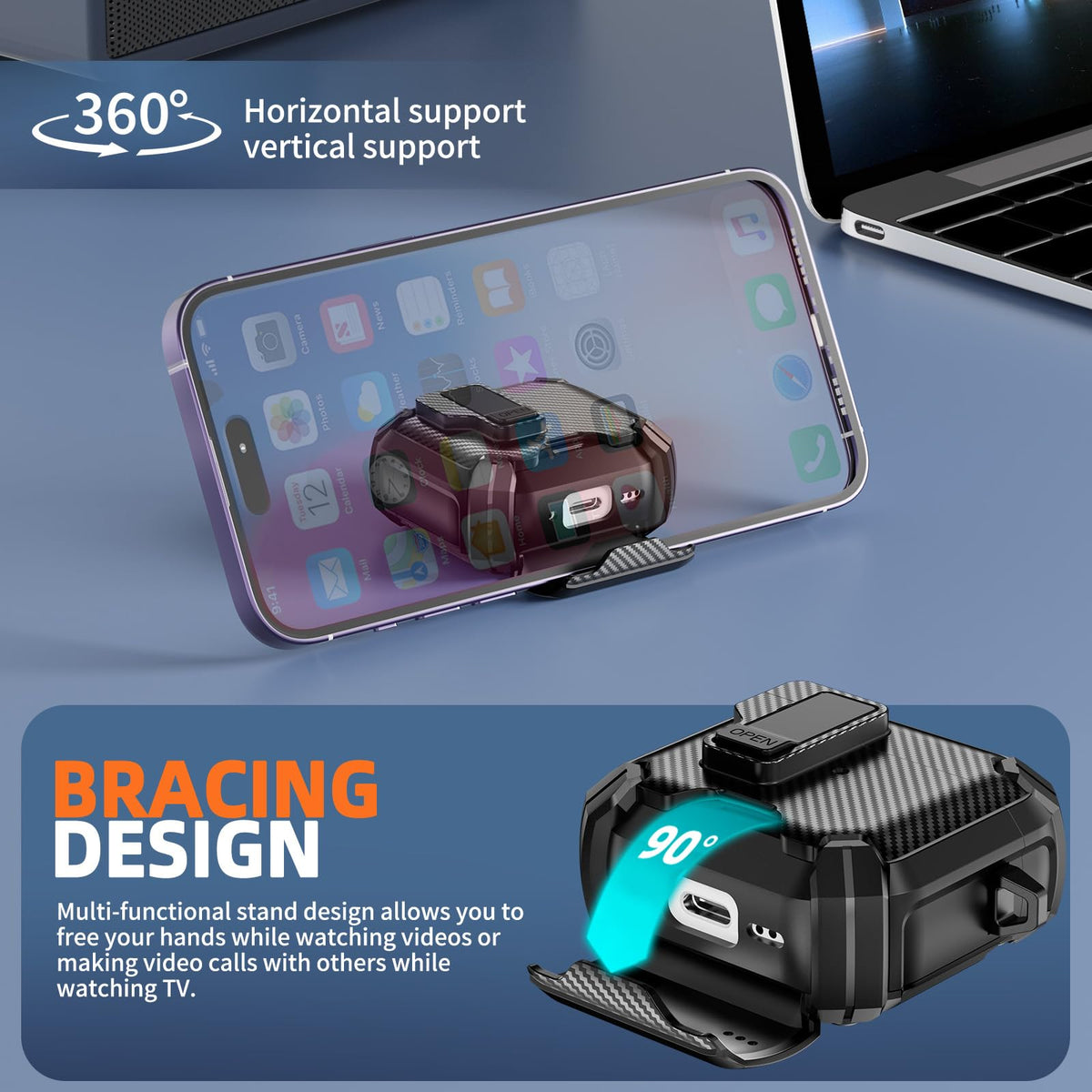 Inesore automatic lock case keeps AirPods secure when not in use.
