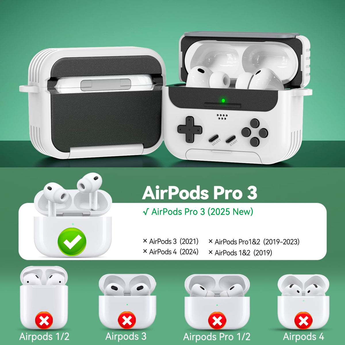 Inesore case with safety lock for AirPods Pro 3 keeps headphones securely stored
