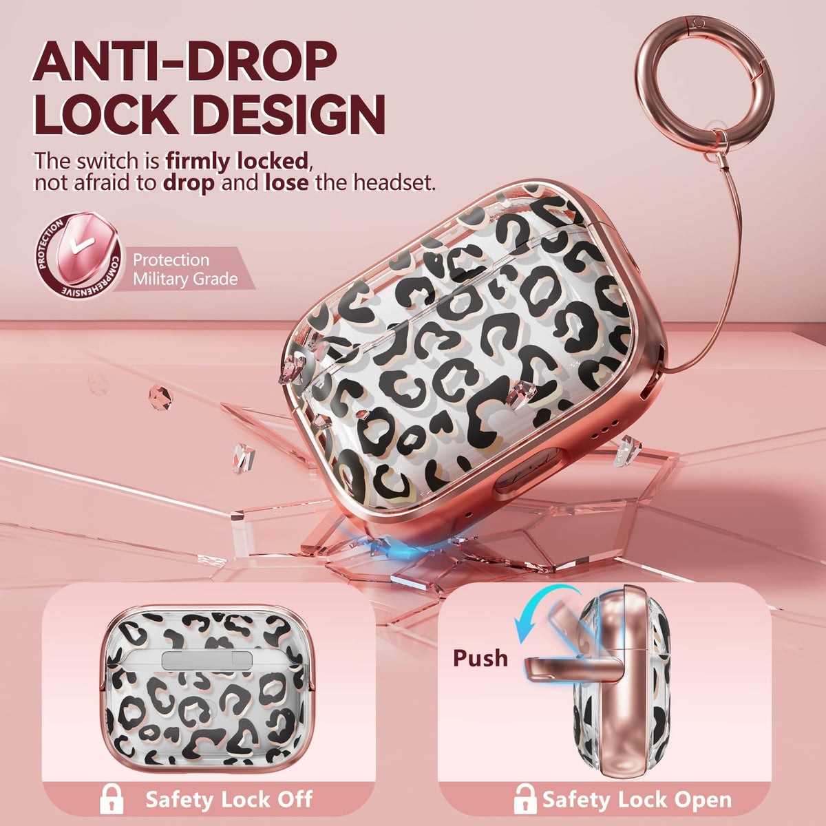 Top cover lock design on Inesore AirPods Pro case.