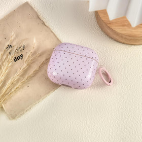 inewateri AirPods 4 case pink polka dot, side view, durable grip.