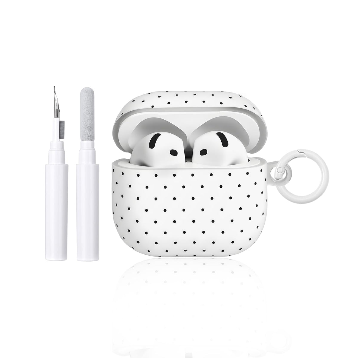 inewateri AirPods 4 case polka-dot white showcases stylish protection and easy grip