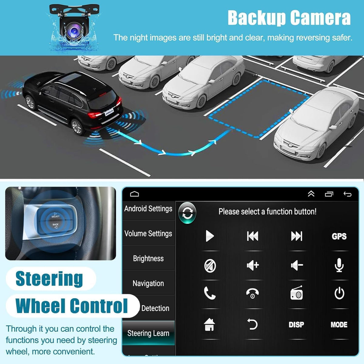 Inexaccessories 6.8-inch IPS touchscreen for clear road visuals.