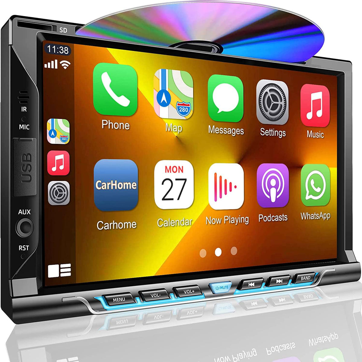 Inexaccessories 7 inch DVD car radio with clear display for navigation and media